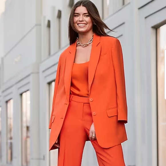 Express Editor Boyfriend Blazer - Orange - MEDIUM - Picture 2 of 12